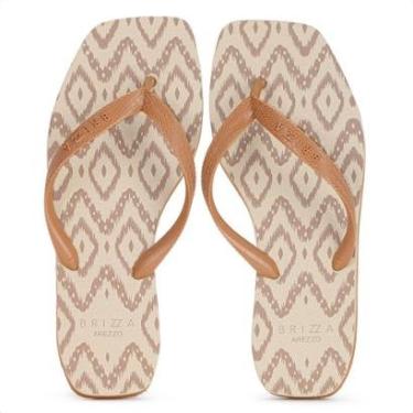 Imagem de Chinelo Brizza Arezzo Bico Quadrado Ikat Marrom Claro - Feminino-Feminino