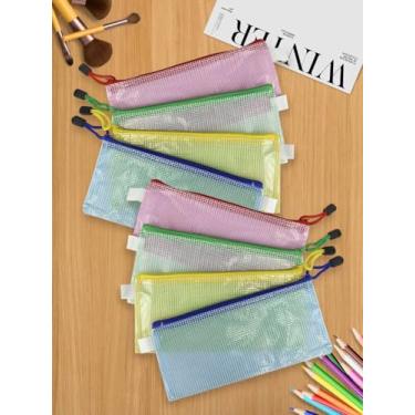 Imagem de 8 unidades de sacos de arquivo com zíper, bolsa de malha de plástico impermeável para escritório, sacos de armazenamento de jogos de tabuleiro (A6 tamanho 19 x 14 cm, multicolorido)