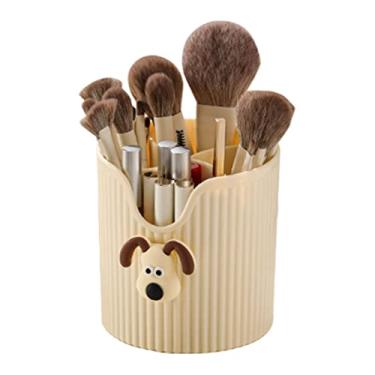 Imagem de Generic Suporte de Caneta para Lápis de Mesa, Organizador de Pincel de Maquiagem 4 Compartimentos, Material Escolar Multifuncional Fofo para Casa (Cabeça de cachorro amarelo leitoso)