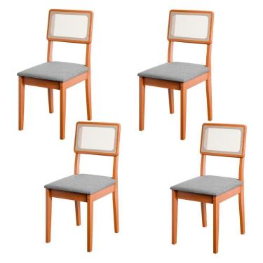 Imagem de Conjunto De 4 Cadeiras De Jantar Santiago Em Tecido Boucle Cinamomo/grafite Boucle Cinamomo/grafite Boucle