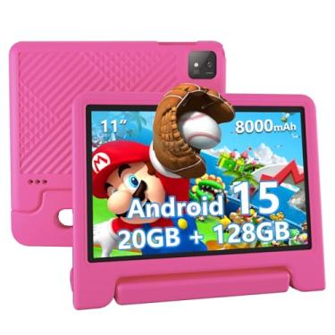 Imagem de ITDULCET Tablet infantil, tablet Android 15 de 11 polegadas para crianças, 20 GB de RAM 128 GB ROM Octa-Core 8000 mAh com capa à prova de choque, Bluetooth, WiFi, controle parental, câmera dupla, GPS