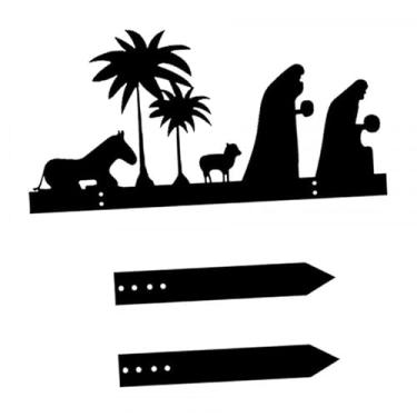 Imagem de IEUDNS Placa de jardim com silhueta de presépio, decoração de jardim de Natal, placa de para, Style C