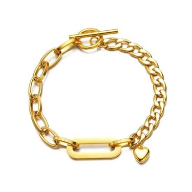 Imagem de FLORA PULSEIRA FOLHEADO A OURO 18K PINGENTE OVAL COM CORAÇÃO PULSEIRA OURO FEMININA