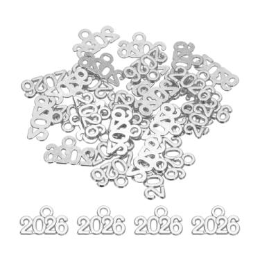 Imagem de Pingente de metal com número de ano, pingente de prata 2026 com borla de formatura para fazer joias faça você mesmo, pulseiras de colar, chaveiro, pacote com 30, TBD, Acrílico, Ágata