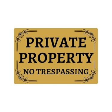 Imagem de Placa de aviso de segurança de alumínio de 20 x 30 cm, fundo dourado e texto preto arrojado, placa de metal à prova de intempéries com impressão UV para uso externo