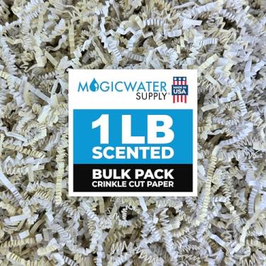 Imagem de Papel de corte enrugado perfumado MagicWater – 500 g – Baunilha – perfeito para enchimento de papel desfiado, enchimento de cestas, caixas de presente, presentes de dama de honra, enfeites de Natal e