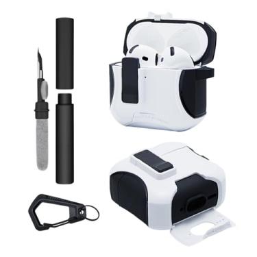 Imagem de Kit Limpador para Fones e Capa Airtrek Nerdcase compatível com AirPods 4, Suporte Adaptado, Preto e Branco