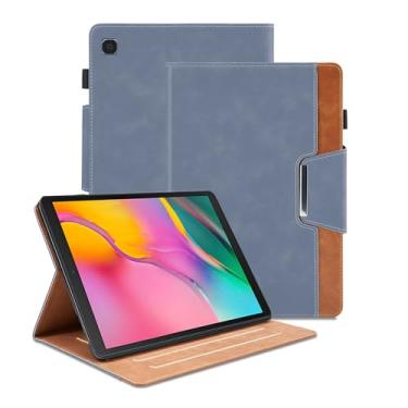 Imagem de Capa para Samsung Galaxy Tab A 10.1 2019 (SM-T510/T515) - Capa com suporte de visualização em vários ângulos com bolso e fecho magnético, capa protetora de couro PU para Samsung T510, cinza