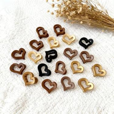 Imagem de Mini grampos de cabelo de coração, pacote com 20 clipes de cabelo de plástico, acessórios de cabelo femininos, pegas de cabelo pequenas para uso diário, festa
