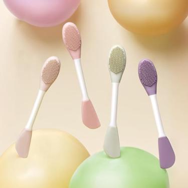 Imagem de Escova de limpeza facial dupla aplicador e esfregão de máscara de silicone - 16,5 cm C x 3,5 cm L, verde