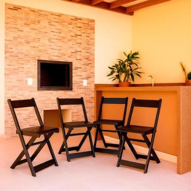 Imagem de Kit 4 Cadeiras Dobráveis de Madeira para bar Ismalu, Preto