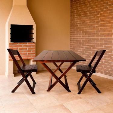 Imagem de Conjunto de Mesa para bar com 2 Cadeiras Dobráveis Ismalu, Imbuia