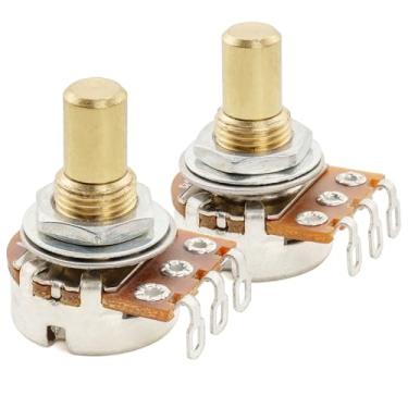 Imagem de Musiclily Pro A250K+B250K Mini Potenciômetros de latão métrico sólido curto 6,5 mm áudio linear para baixo guitarra elétrica estilo Tele PB JB (conjunto de 1A1B)