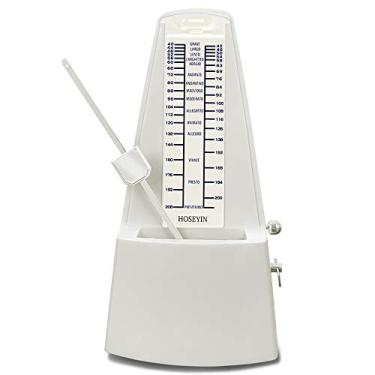 Imagem de HOSEYIN Metrônomo mecânico clássico, metrônomo universal para piano, guitarra, violino e outros instrumentos (branco marfim)