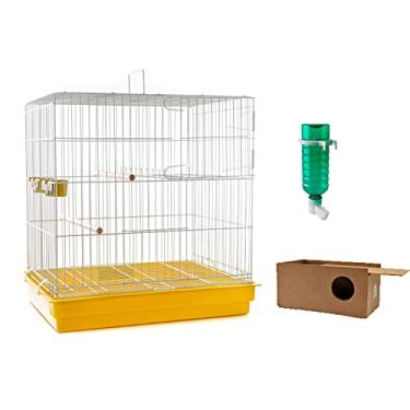 Imagem de Gaiola Criadeira para Calopsita Ring Neck com ninho e bebedouro Amarela