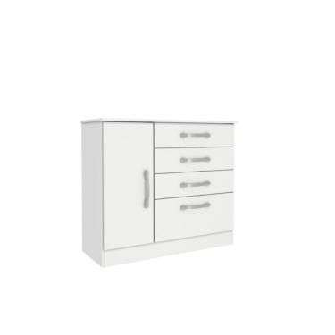 Imagem de Cômoda Chicago 4 Gavetas 1 Portas Tcil Móveis Cor:branco