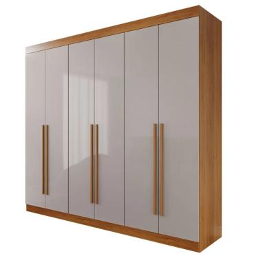 Imagem de Guarda Roupa Casal Uberaba 6 Portas 4 Gavetas 100% Mdf Valverde Moveis Cinamomo/off White