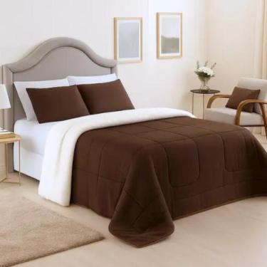 Imagem de Cobertor Coberdrom Casal Queen Size Pele de Carneiro Lã Sherpa Dupla F