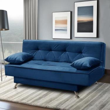 Imagem de sofá cama 1,80m Flor Suede Azul Adonai Estofados