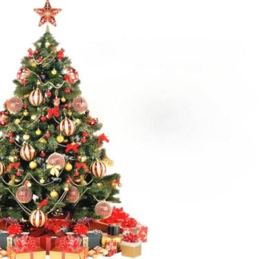 Imagem de Árvore de Natal Pinheiro Luxo 2,10m | PVC Premium com Base de Ferro | Decoração para Interior e Exterior(Árvore com Enfeites 2,10m)