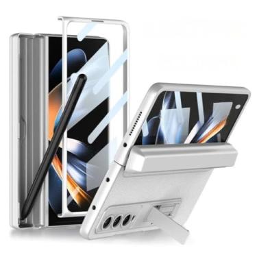 Imagem de Capa Protetora Premium para Samsung Z Fold6, Case com Suporte Lateral, Compartimento para S Pen, Sistema Magnético, Cor Preta (Creme)