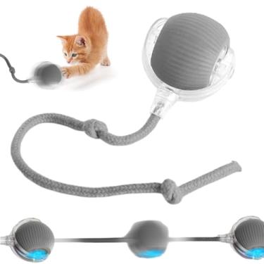 Imagem de Poxtedsr 1 bola de brinquedo interativa inteligente para animais de estimação, brinquedo interativo para gatos, bola rolante automática de 360° para cães, gatos, uso interno e externo (cinza)