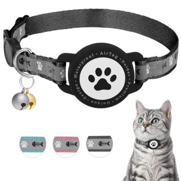 Imagem de Coleira impermeável para gatos AirTag, coleira refletiva para gatos com sino, suporte de AirTag para gatos breakaway, coleira leve para Apple Air, coleiras GPS para gatos e meninas, meninos, gatinhos