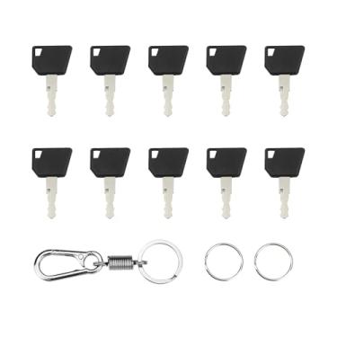 Imagem de Laofudech Pacote com 10 chaves de ignição 14607 de substituição para JCB 3CX, Bobcat, Volvo Mini Escavadeira, Bomag, Caterpillar, New Holland, serve para 701/45501, 14707, 14603, 5755124, 8035807