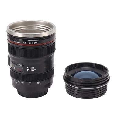 Imagem de Caneca de café com lente de câmera, copo isolado de aço inoxidável de 400 ml com tampa ABS para viagens, exclusivo em forma de câmera para fotógrafos, cineastas, caçadores de presentes