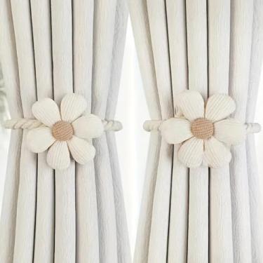 Imagem de Pacote com 2 laços magnéticos para cortina, 41 cm, feitos à mão, corda trançada, retentores, cortinas cônicas decorativas convenientes, drapeadas, costas de amarrar para casa e escritório