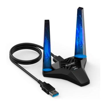 Imagem de Adaptador WiFi USB 3.0 AC1300 Dual Band 5GHz+2.4GHz C/ 2 Antenas de Alto Ganho P/PC Desktop, Windows 11/10/8/7 e MacOS - Sinal Wireless Rápido e Estável