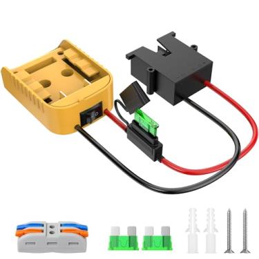 Imagem de Flysoon Adaptador de roda elétrica com interruptor e conector de arnês de cabo e fusível, kit conversor de bateria de roda elétrica para baterias Dewalt de 20 V, compatível com veículos