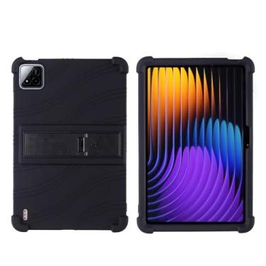 Imagem de QYiiD Capa para Xiaomi Pad 7 Pro/Pad 7 11,2 polegadas 2024, capa protetora dobrável de silicone leve para crianças para Xiaomi Mi Pad 7/Mi Pad 7 Pro de 11,2 polegadas, preta