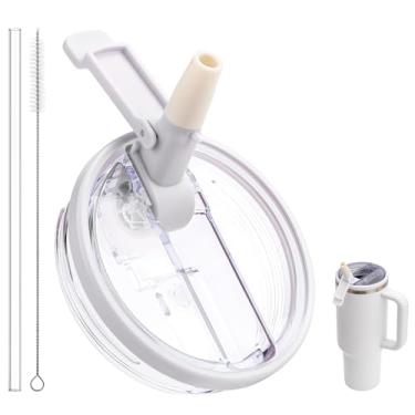 Imagem de Bluwing Tampa de canudo de substituição de 1,134 g para Stanley Quencher H2.0 & ProTour Tumbler, substituição de tampa de copo à prova de vazamento de 1,134 g para copo Stanley (branco)