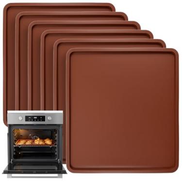 Imagem de PercyEffie Pacote com 6 bandejas desidratadoras de silicone compatíveis com Cosori CP267-FD, folhas de secador de silicone antiaderentes com borda, reutilizáveis para couro de frutas, legumes, carne