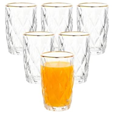 Imagem de Kit 6 Copos Borda Dourada 260ml Vidro para Presente, Água, Suco, Drinks, Mesa Posta, Bar, Restaurante, Buffet, Cozinha