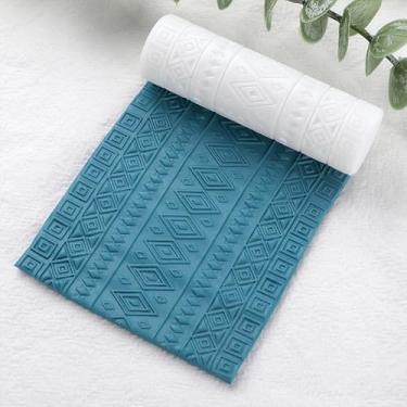 Imagem de Rolo de textura de argila de polímero abstrato, rolo de argila de polímero para fazer brincos, funciona com cortadores