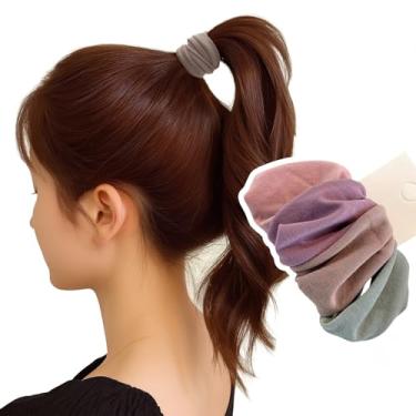 Imagem de Laços de cabelo femininos sem danos, 4 faixas de cabelo macias para cabelos grossos, suportes de rabo de cavalo sem costura, cabelos de rabo de cavalo amarrados a todas as texturas