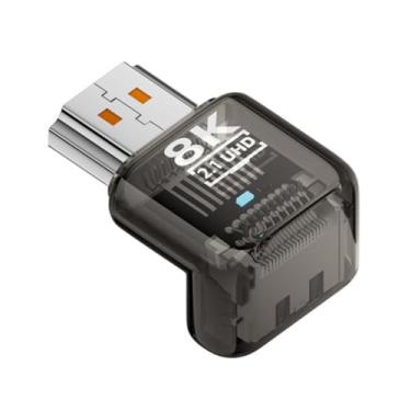 Imagem de CY Extensor adaptador de extensão UHD de 90 graus HDMI macho para HDMI 2.1 fêmea UHD transparente com LED inteligente 8K 60hz HDTV