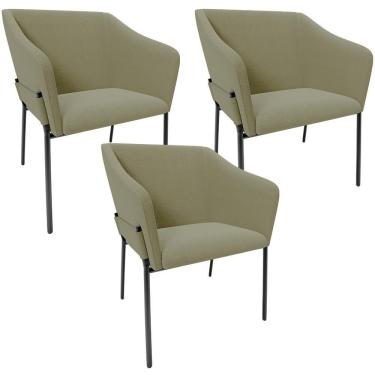 Imagem de Kit 3 Cadeiras Para Sala De Jantar Estar Living Olívia L02 Bouclê Oliva - Lyam Decor
