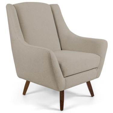 Imagem de Poltrona Fixa Pés De Madeira Juliet D02 Linho Bege C-129