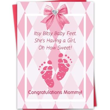 Imagem de Bestmelo Cartão de chá de bebê, vale-presente de bebê, cartões de chá de bebê para meninas, 20 x 13 cm, dupla face