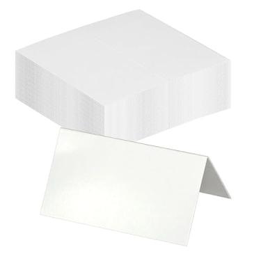 Imagem de Cartões de lugar, cartões de índice em branco, 50 peças, branco, nota em branco, para festas de sítio, jantares, tendas, etiquetas de comida de buffet, configuração de mesa, casamento (branco, 5 x 9