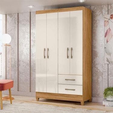 Imagem de Guarda Roupa Solteiro Ambiente Chile 4 Portas Freijó Off White - Moval