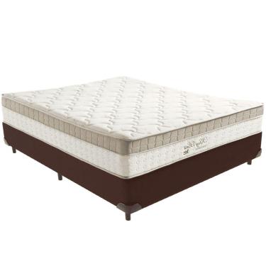 Imagem de Cama Box Marrom E Colchão King Best Bege Molas Ensacadas Casal Anjos