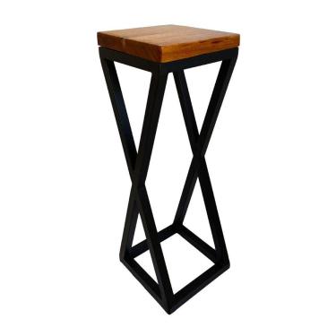 Imagem de Banqueta Mark X De Metalon Com Assento De Madeira Preto