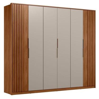Imagem de Guarda Roupa Casal Ripado Atrice 6 Portas Nogueira Nude Prime Tx Demóbile ? Demartêz