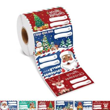 Imagem de Pacote com 240 etiquetas de nome de Natal autoadesivas de papel kraft adesivos de presente de Natal