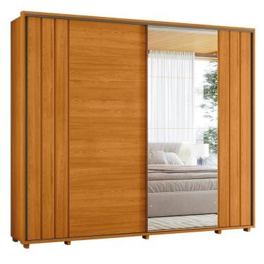 Imagem de Guarda Roupa Casal Dalí Ripado 2 Portas Deslizantes Cinamomo Com 4 Espelhos - Madetec Cinamomo