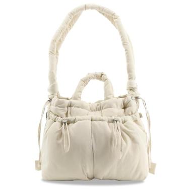 Imagem de J World New York Bolsa acolchoada para mulheres. Bolsa de ombro bufante que se converte em mochila, Bege, Medium